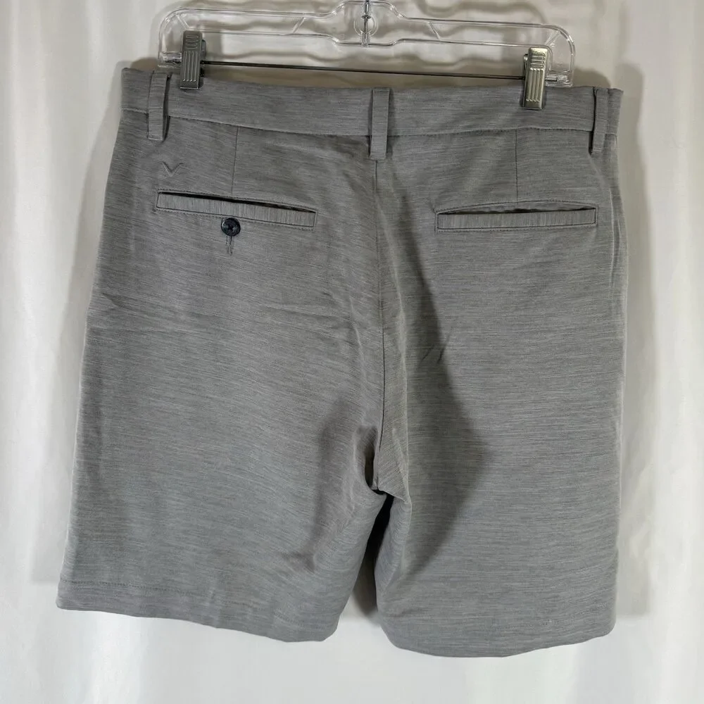 Callaway Golf Shorts Men's 34 Grey Performance Athletic Pockets Button Zip